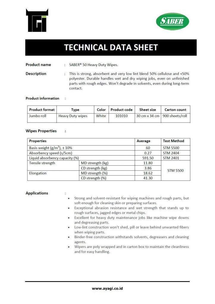 technical data sheet_saber industrial wipes saber 50 saber 70_1